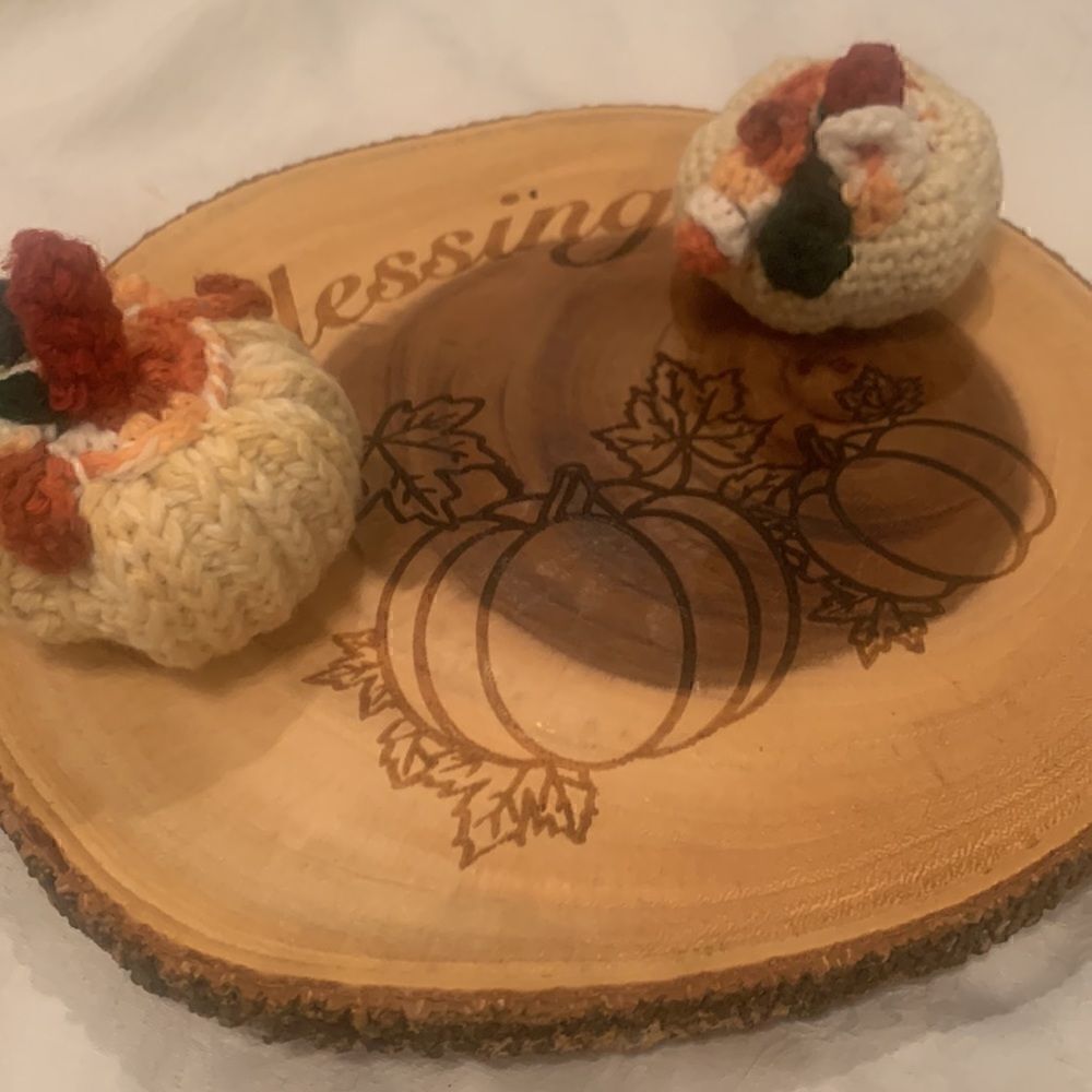 Wood Trivet Fall Harvest Raw Edge Pumpkin Legs Thanksgiving Halloween Decor